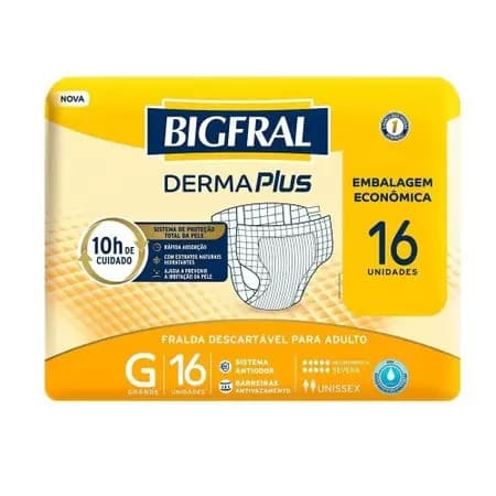 FRALDA BIGFRAL DERMA PLUS ECON G 4X16
