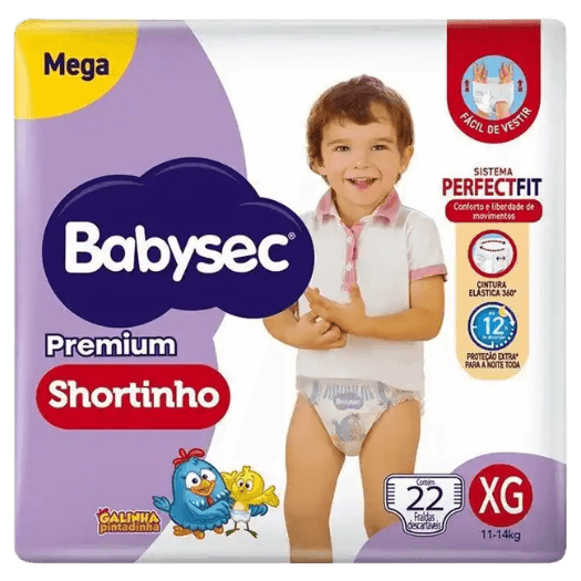 FRALDA BABYSEC MEGA SHORT PREMIUM XG 6X22