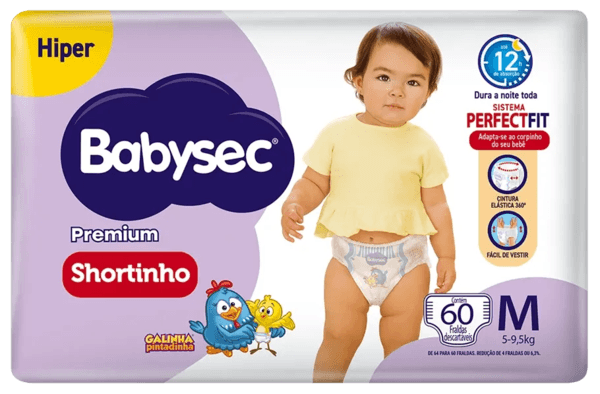 FRALDA BABYSEC HIPER SHORT PREMIUM M 2X60