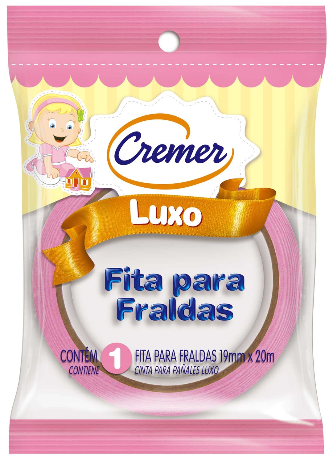 FITA PARA FRALDAS CREMER ROSA 20M