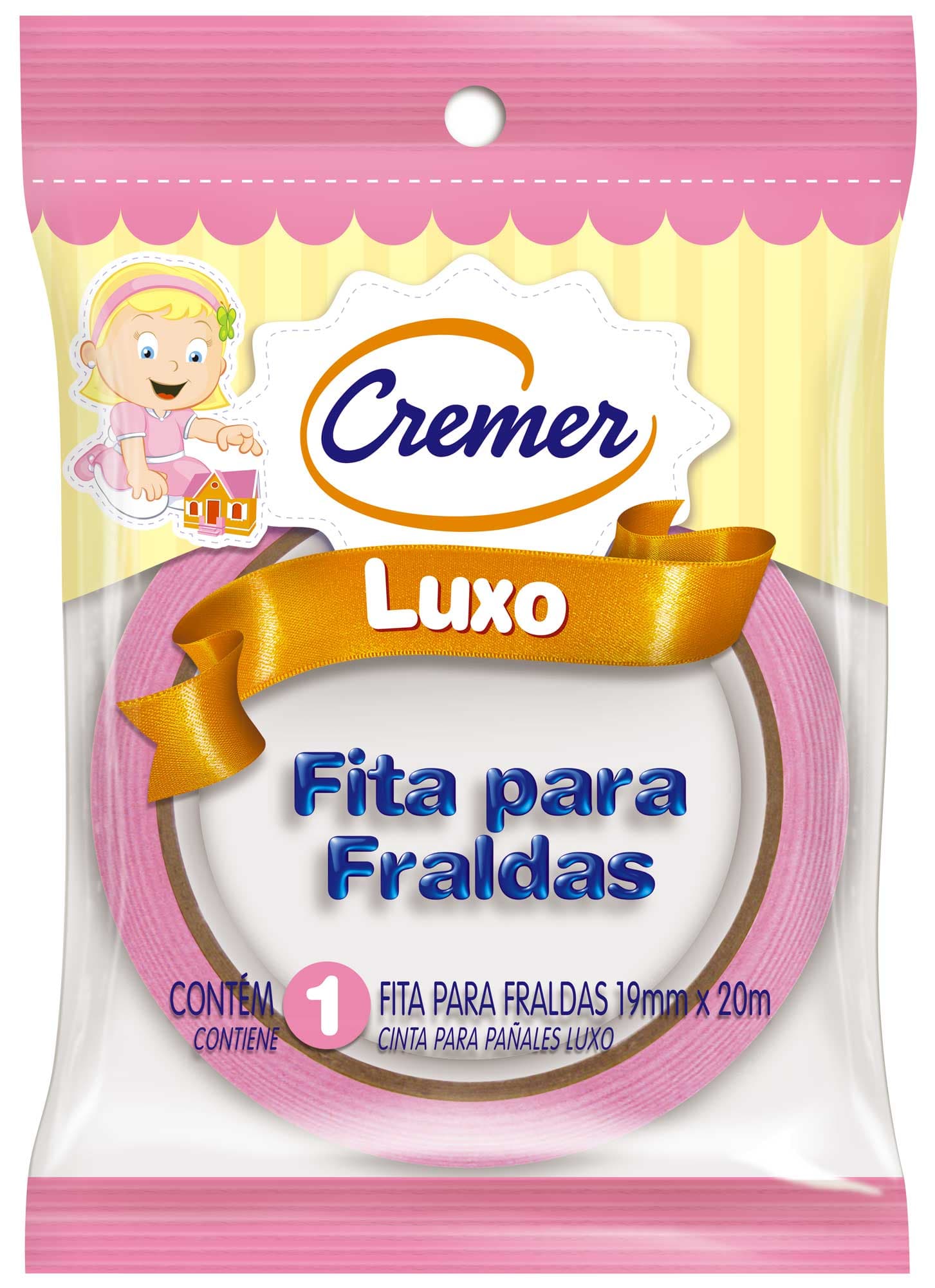 FITA PARA FRALDAS CREMER ROSA 20M