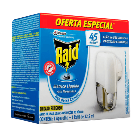 RAID APARELHO + 1 REFIL LIQUIDO 45 NOITES