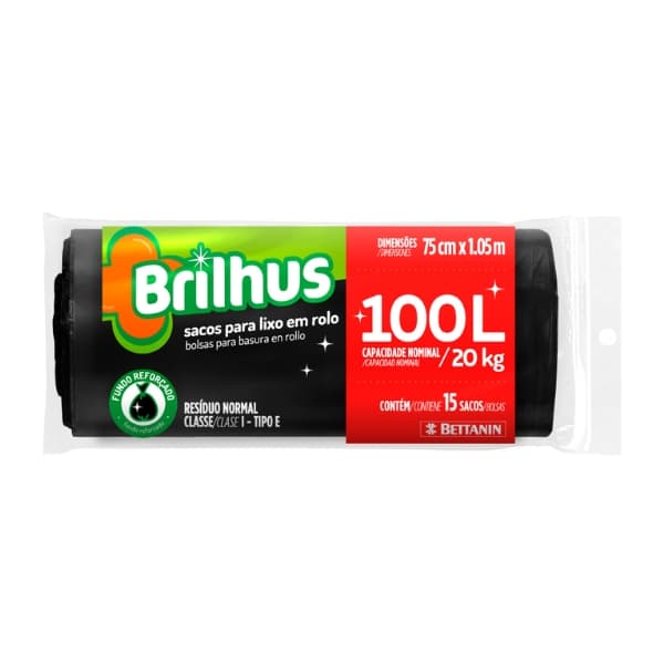 SACO P/LIXO BRILHUS ROLO 15X100LT 1UN