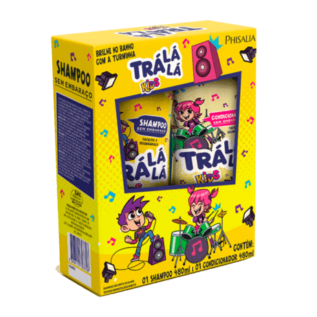KIT TRALALA SH+COND KIDS S/EMBARACO AMARELO 480 ML