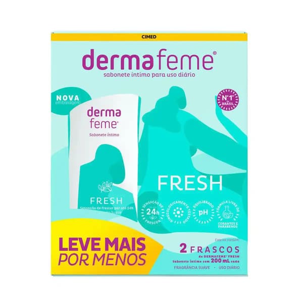 KIT SAB LIQ INTIMO DERMAFEME FRESH 2X200ML