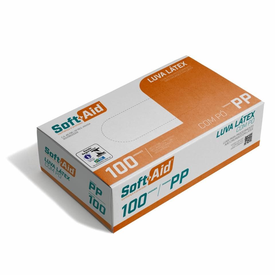 LUVA PROCED SOFTAID LATEX  PP 100 UN
