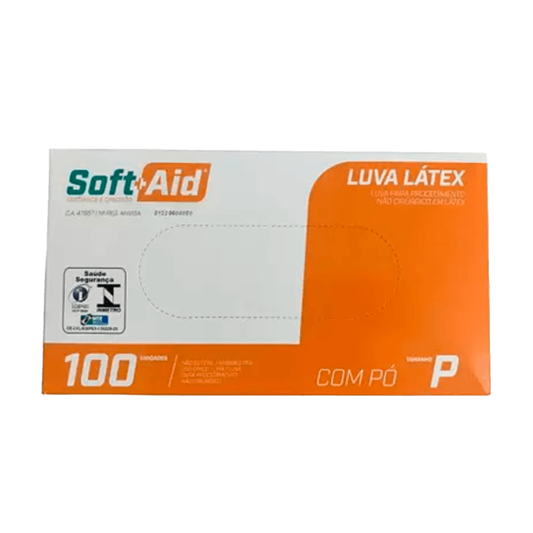 LUVA PROCED SOFTAID LATEX  P 100 UN