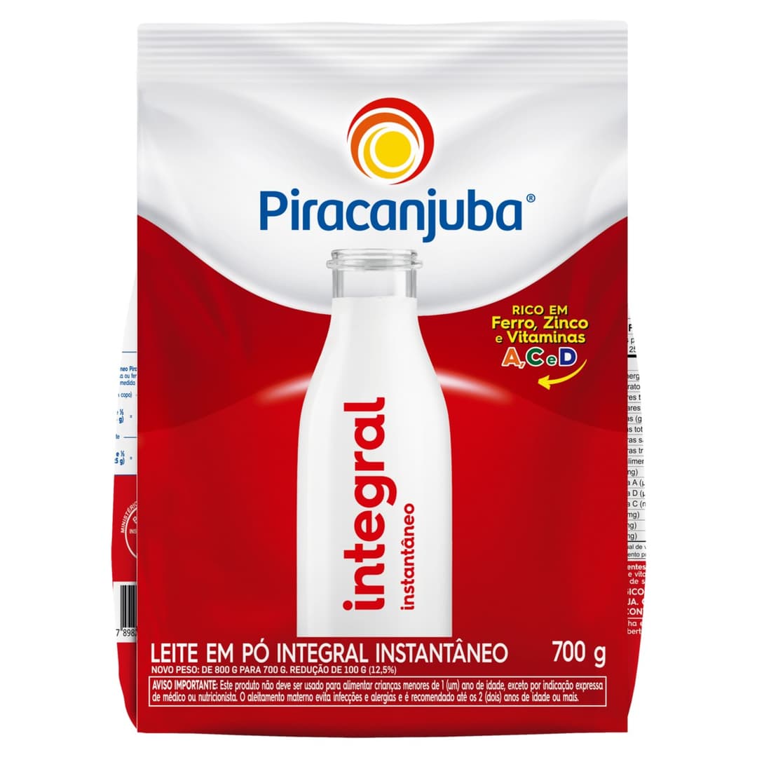 LEITE PO PIRACANJUBA INTEGRAL INSTANT SACHE 700GR