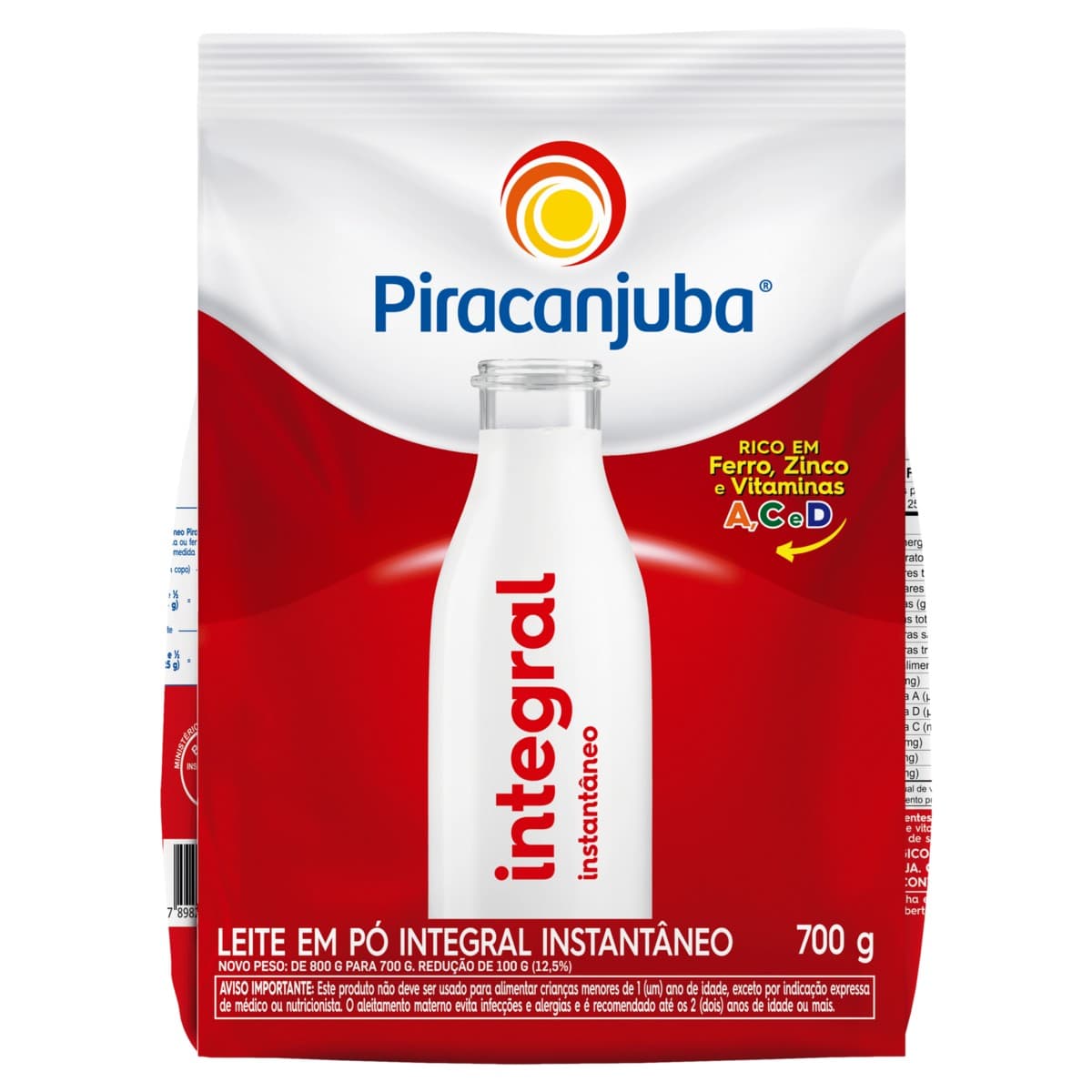 LEITE PO PIRACANJUBA INTEGRAL INSTANT SACHE 700GR