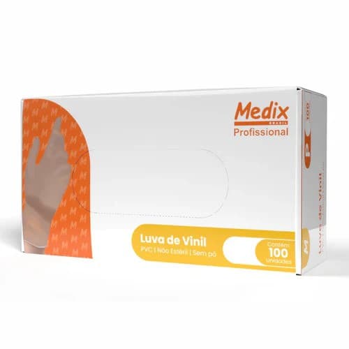 LUVA MEDIX VINIL S-PO M 100 UN 