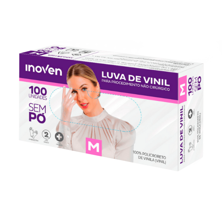 LUVA INOVEN VINIL S-PO M 100 UN