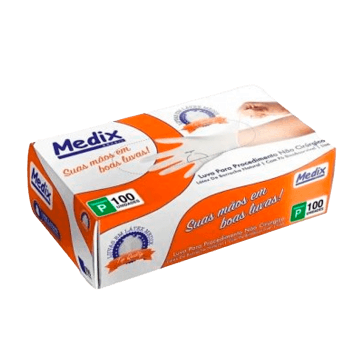 LUVA PROCED MEDIX  BRASIL LATEX  P 100 UN